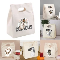 womens lunch bag insulated thermal bento pouch diner container tote cat pattern food storage handbag for picnic school office