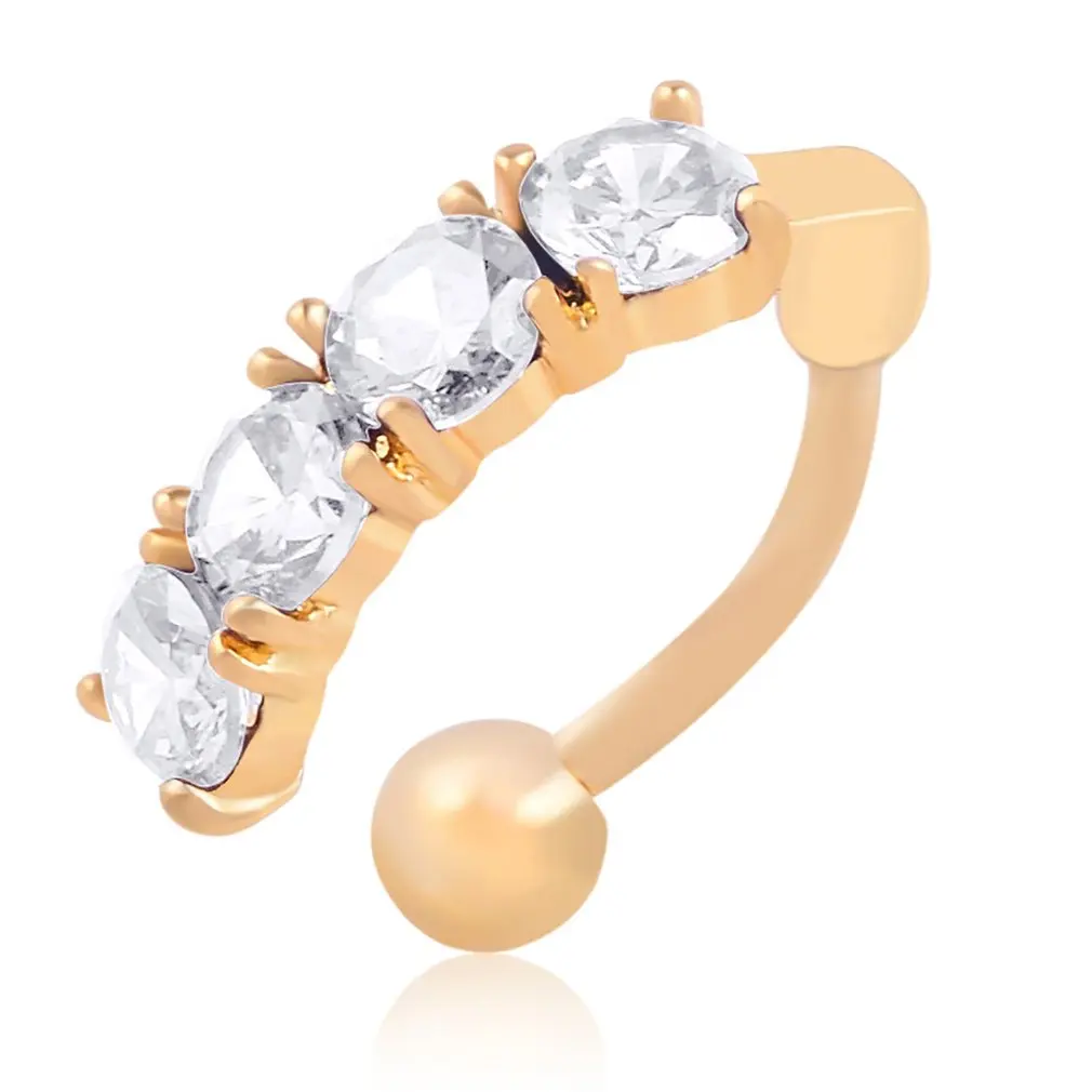 

Fashion Sexy Double Zircon Anti Allergy Simple Lounger Titanium Earrings Ear Nail Belly Button Rings Navel Piercing Best Gift