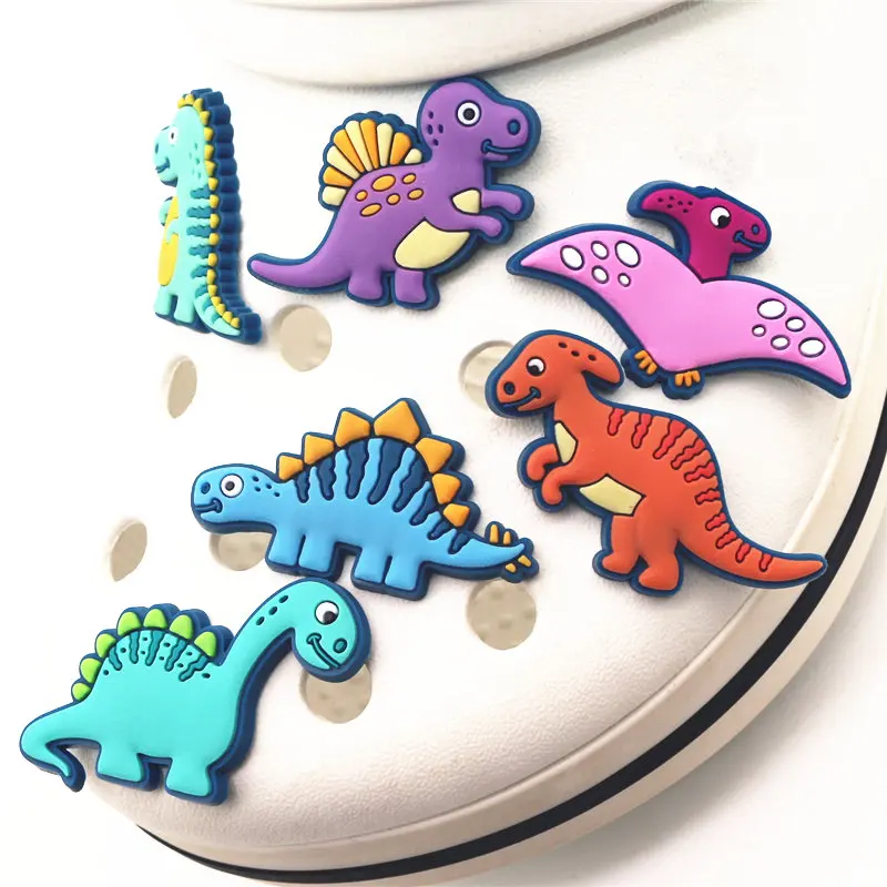 Single Sale 1Pcs Shoe Charms Novelty Cute Dinosaurs Shoe Accessories Shoe Buckle Decoration for croc jibz Kid's Party X-mas Gift