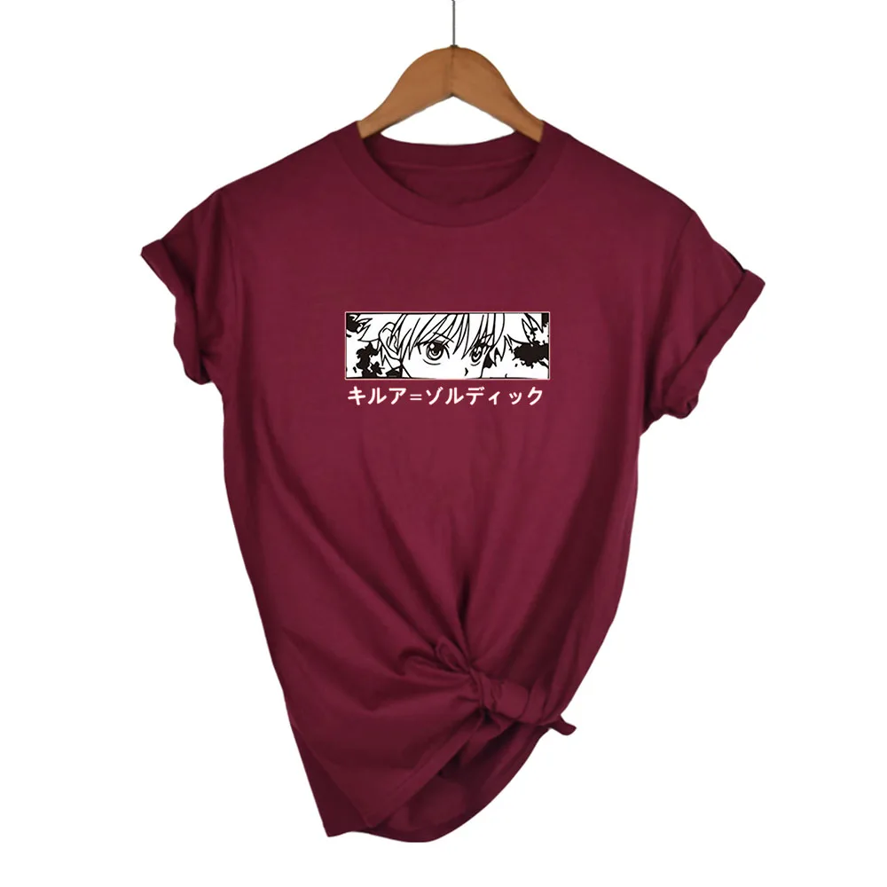 Hunter X Аниме женские футболки топы Killua Zoldyck Devil Eye Teeshirt Топы с коротким рукавом
