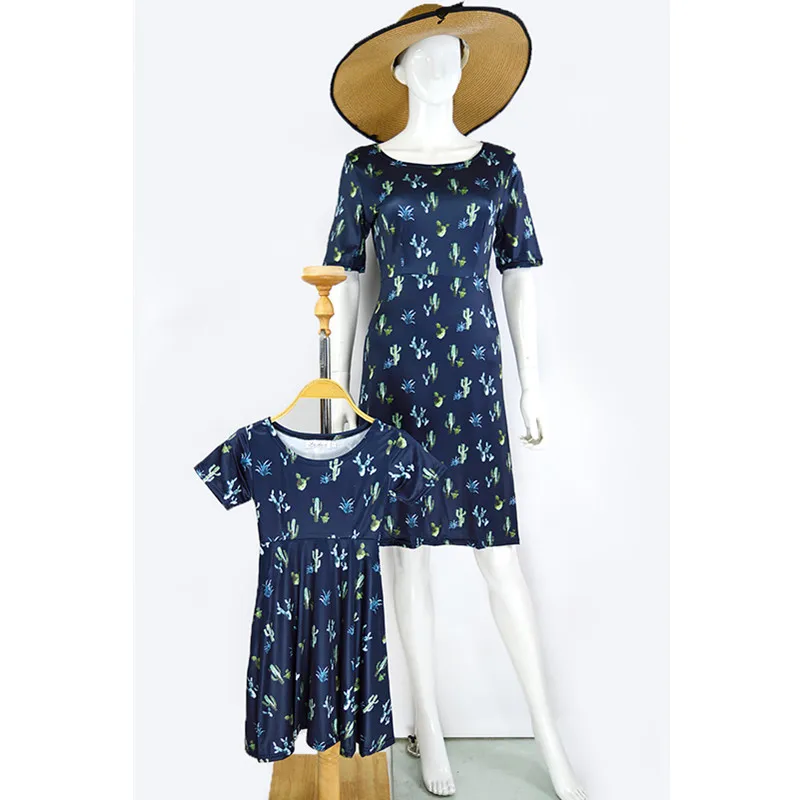 Платье для мамы и дочки bunvel с принтом кактуса одежда меня детские платья Пляжное