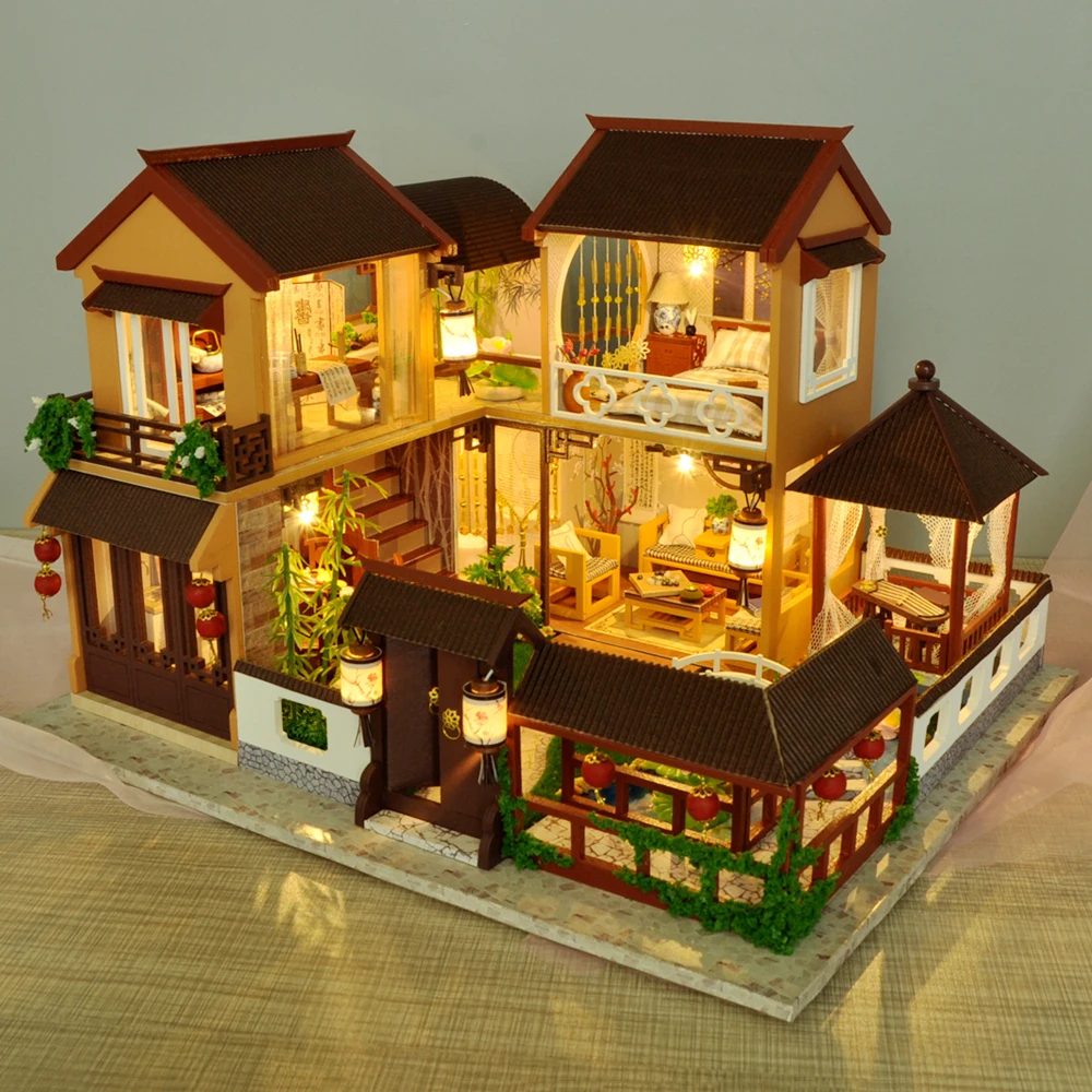 Детские игрушки Diy кукольный домик собирать деревянные миниатюры кукольный дом мебель миниатюрный кукольный домик Головоломка Развивающие игрушки для детей