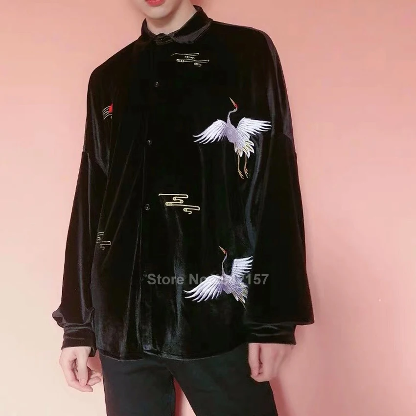 Женская куртка кимоно с вышивкой журавлей в японском стиле|Одежда Азии и