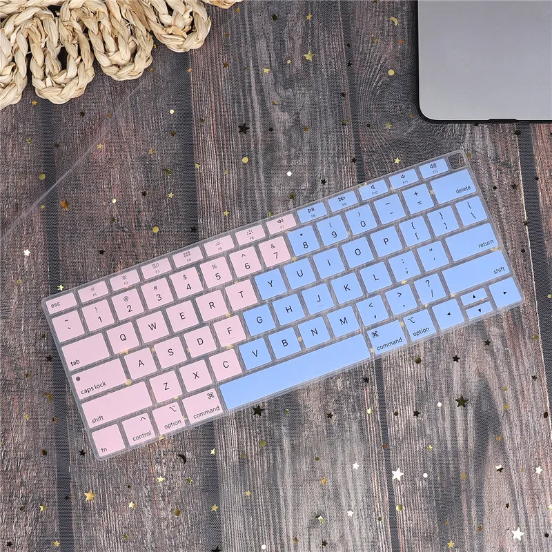 Pink blue Английская Водонепроницаемая Пылезащитная крышка клавиатуры для Macbook Air 13 A1932 Touch ID градиентный цвет американская Защита клавиатуры - Цвет: Pink blue