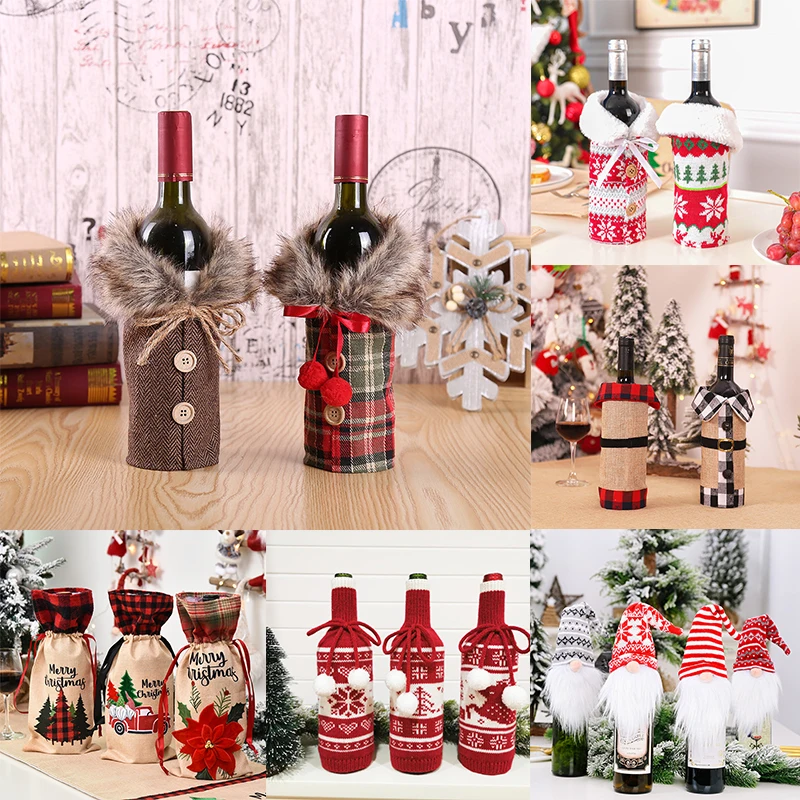 

Christmas Wine Bottle Cover Merry Christmas Decoration For 2020 Home Table Decor Ornament Xmas Gift Happy New Year 2021