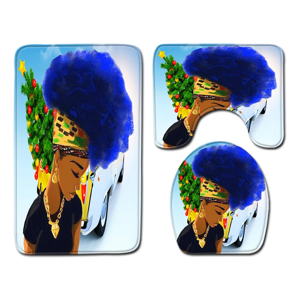 T Взрывная Женская африканская занавеска для душа комплект ванной комнаты коврик