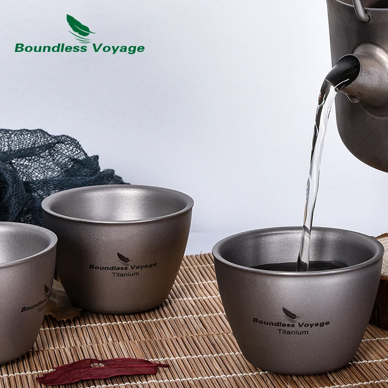 

Boundless Voyage Titanium Tea Sake Double-walled Cup Mini Wine Mug Outdoor Camping Tableware Durable Drinkware