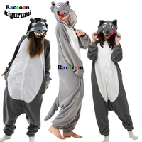 xxl men pajama wolf for adults onesie women girl sleepwear cartoon costume animal family winter one piece pijama raccoonkigurumi