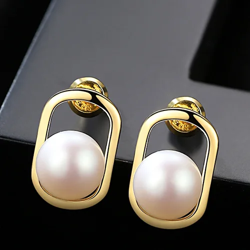 

DI-349 S925 Sterling Silver Stud Earrings 8-85mm Steamed Bread Beads Korean Creative Women's Earrings