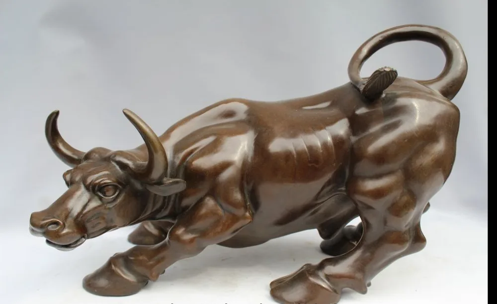 1740 + 17 &quotКитайский искусный Медь бронза Скульптура животных крупного рогатого