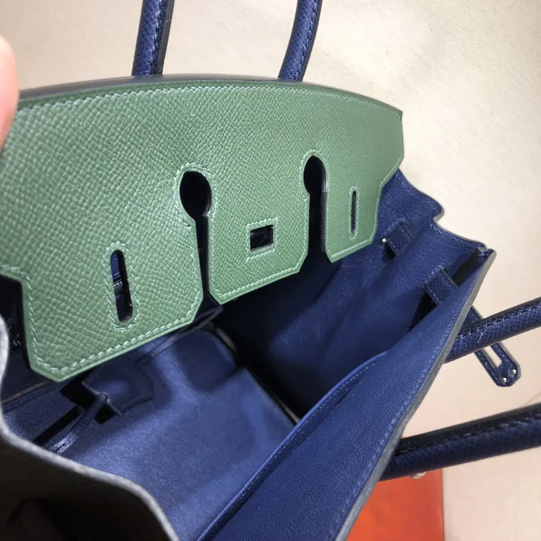 

Handmade Customized Brand Handbag 25CM,Design Purse,Luxury BAG,2tones,Epsom Leather, Wax line stitiching,By order only