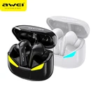 Bluetooth-наушники AWEI T35, Hi-Fi TWS-наушники с чистым звуком, звук AAC, светодиодный ная гарнитура, игровые наушники с микрофоном