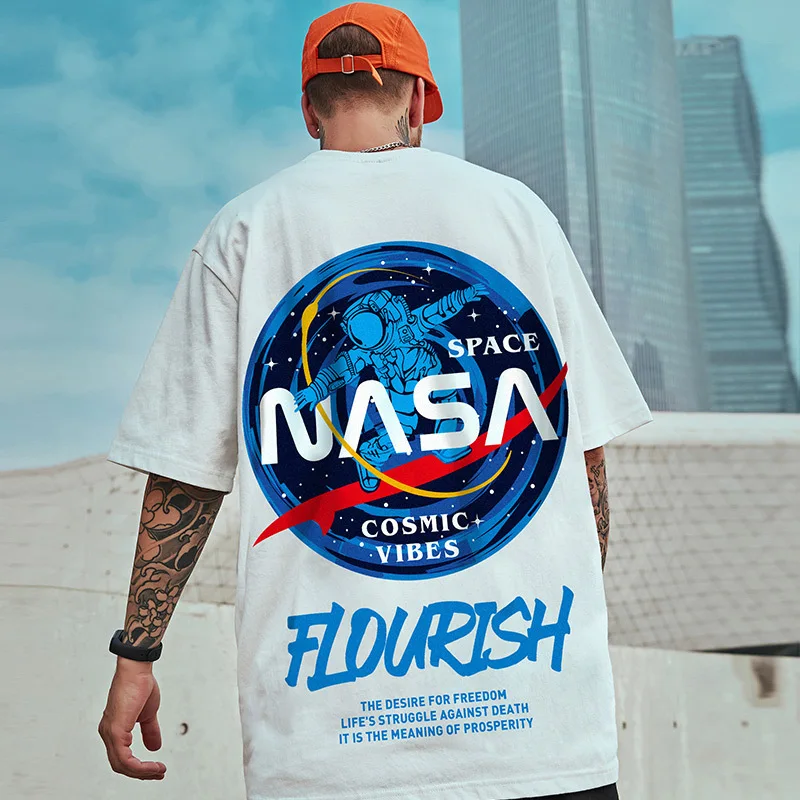 

Super big European and American fashion brand fat hip-hop loose short-sleeved T-shirt men's summer