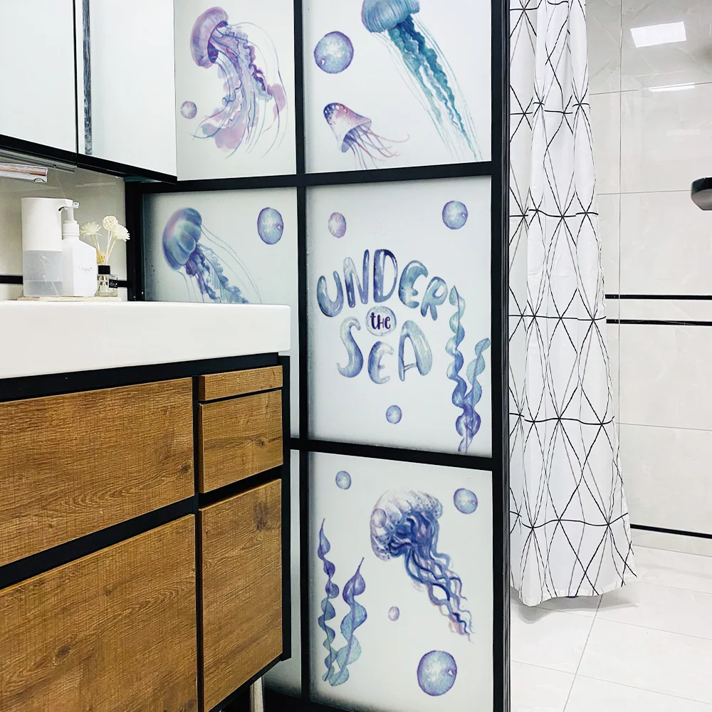 Горячая продажа синие медузы наклейки на стену детские для спальни Съемные ПВХ
