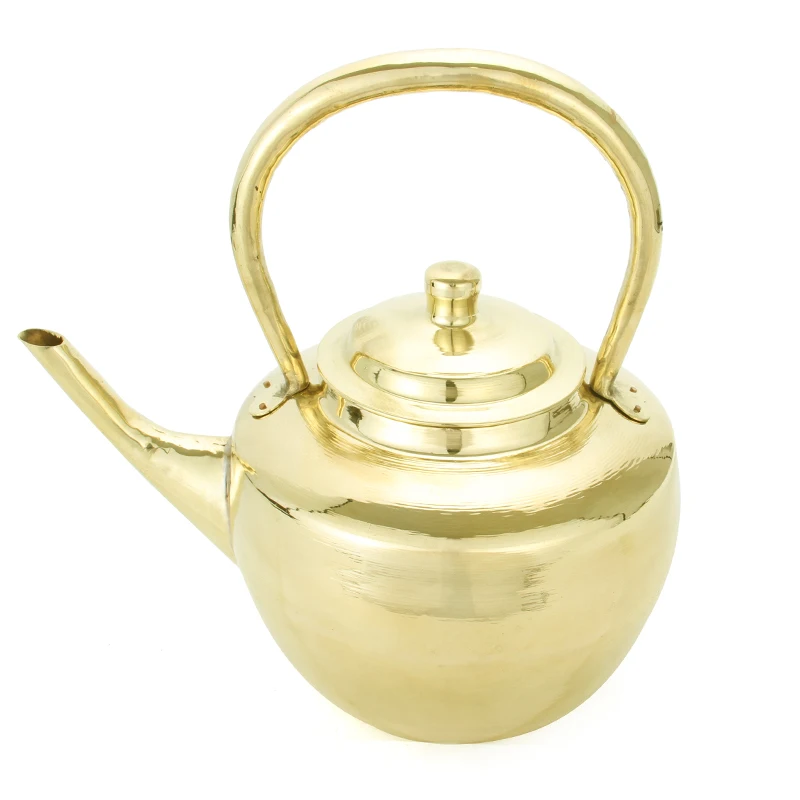 

2L retro handmade thickened brass pot kettle copper household kitchen tea set tea carved small teapot hip flask milk teapot