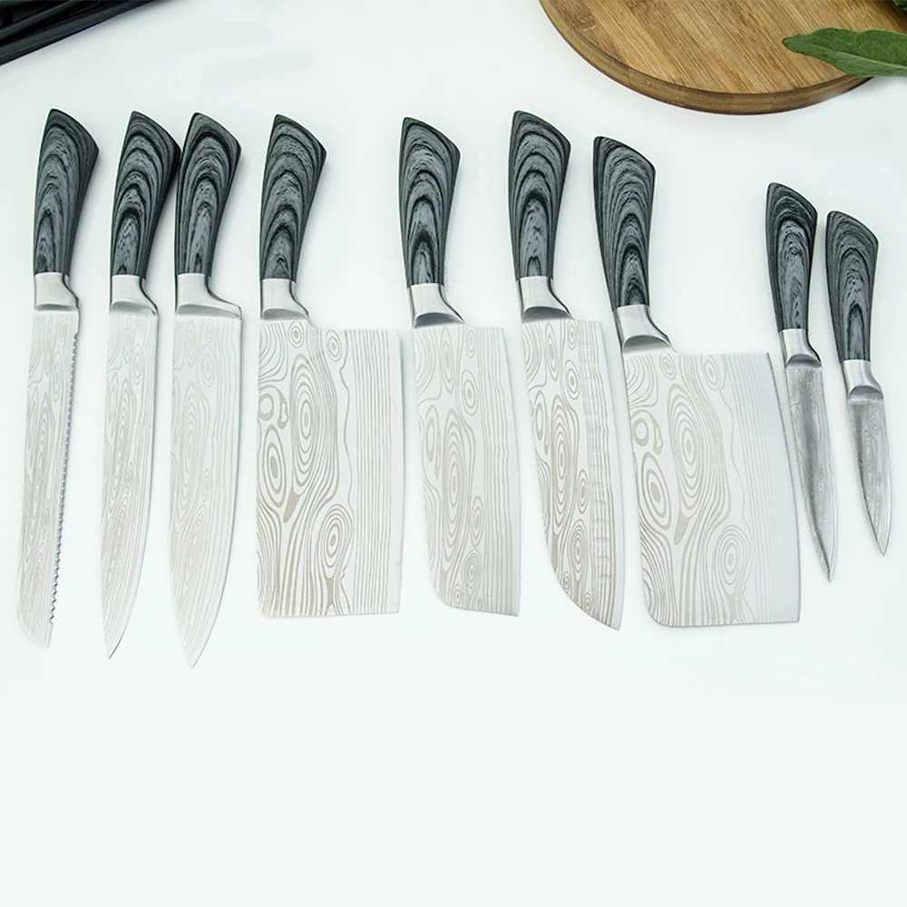 Набор кухонных ножей XYj из нержавеющей стали 9 предметов нескользящая ручка 3 5