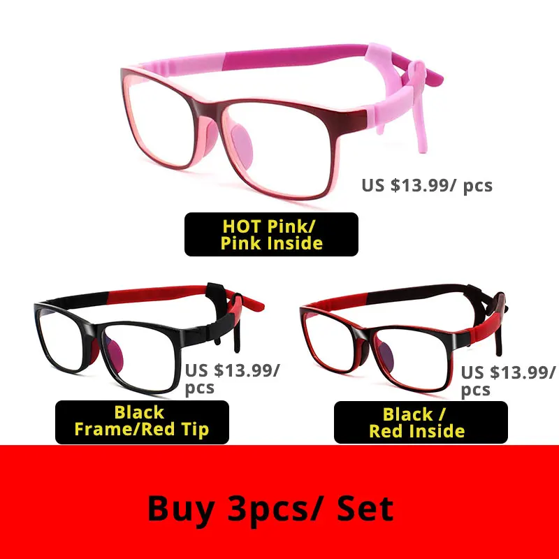 3PinkRedBlack VANLOOK, прозрачные детские компьютерные очки для детей, анти-голубые очки, оправа для очков, Oculos De Grau, модные силиконовые очки - Цвет оправы: 3PinkRedBlack