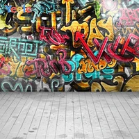 grunge graffiti brick wall wood floor backdrop vinyl poster photography background for photo studio photozone photophone shoot