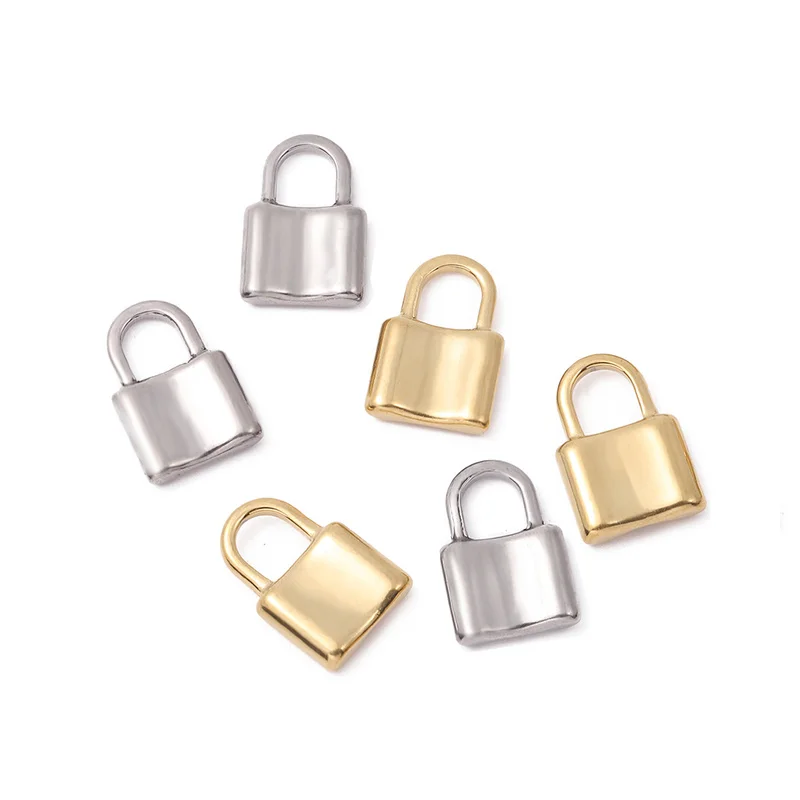 

5pcs/lot Punk Style Padlock Stainless Steel Gold Tone Lock Pendant Charms for Diy Necklace Jewelry Making Findings
