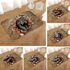 Коврик дверной с 3D рисунком динозавра, декоративный дышащий фланелевый нескользящий напольный коврик с принтом динозавра, для ванной комнаты