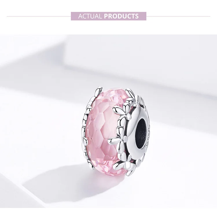 Womak fit Pandora браслет Шарм Стекло Круглые Цветочные бусины для женщин Мода 925 пробы серебряные ювелирные изделия изготовление