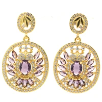 41x24mm new statement jewelry set 12 6g created purple amethyst cz fine jewelry daily wear 14k gold silver earrings pendant