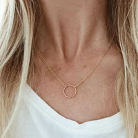 double chain necklace gold filled circle choker handmade jewelry pendants collier femme kolye collares women necklace
