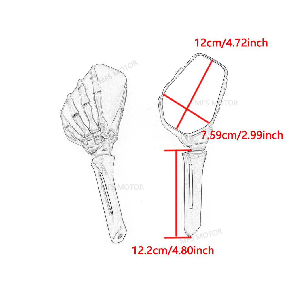 Универсальные мотоциклетные зеркала зеркало заднего вида с черепом и скелетом