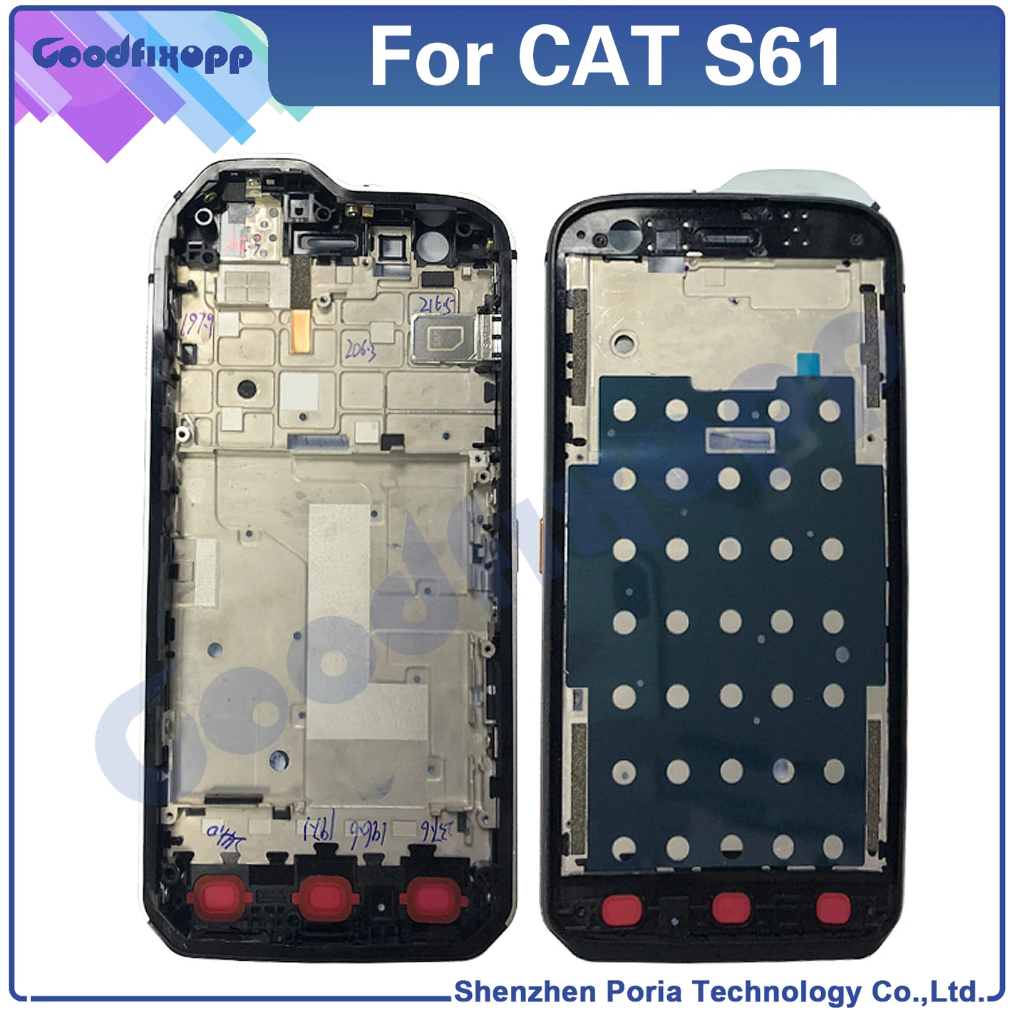 Передняя рамка для CAT S61, средняя рамка, ЖК-рамка с лоток со слотом для сим-карты + запасные части боковых кнопок
