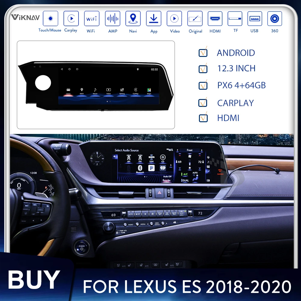 Автомобильный радиоплеер на Android 12 3 дюйма DVD мультимедийный плеер для Lexus ES 2018 2019