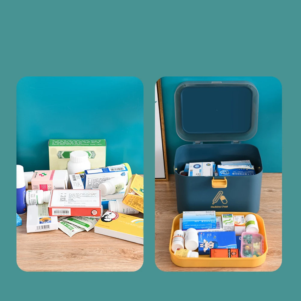 Бытовой пластиковый контейнер для лекарств портативный большой оказания первой