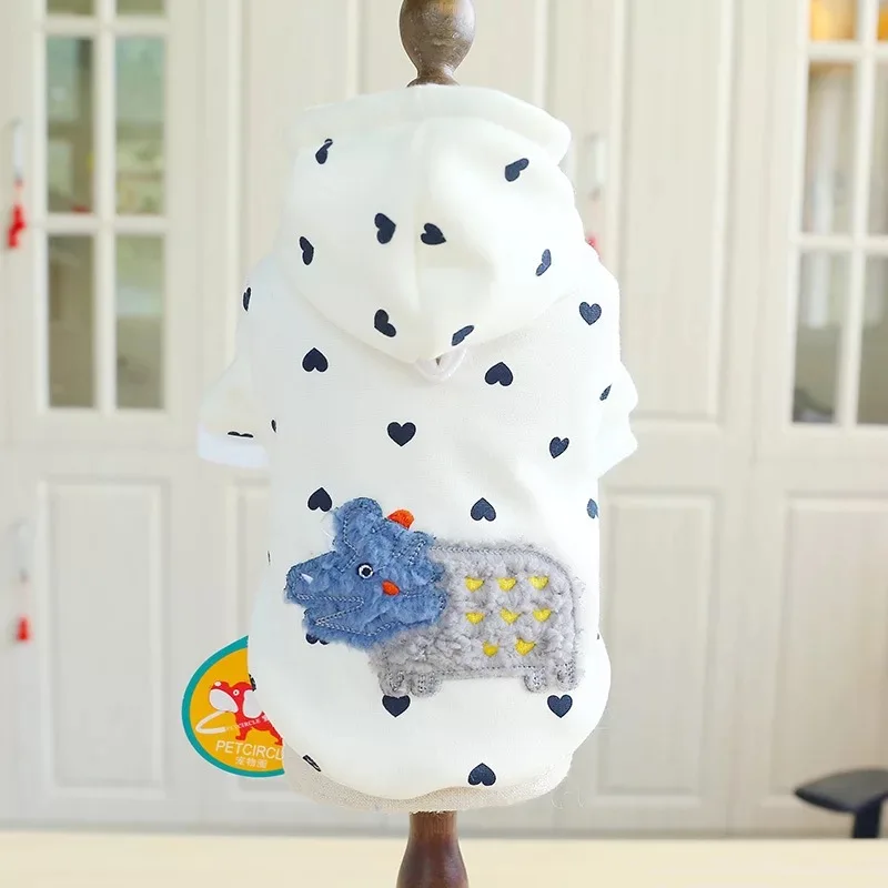 

Puppy Winter Coat Pet Cartoon Triangle Dragon Print Hoodie Sweater Suit For Chihuahua Frence Bulldog Pets Clothees For Small Dog