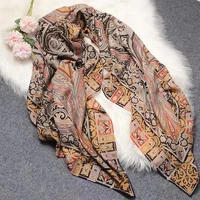 70 cashmere 30 silk scarf women vintage boho bohemia shawl stole paisley flora kerchief bandana 135135cm