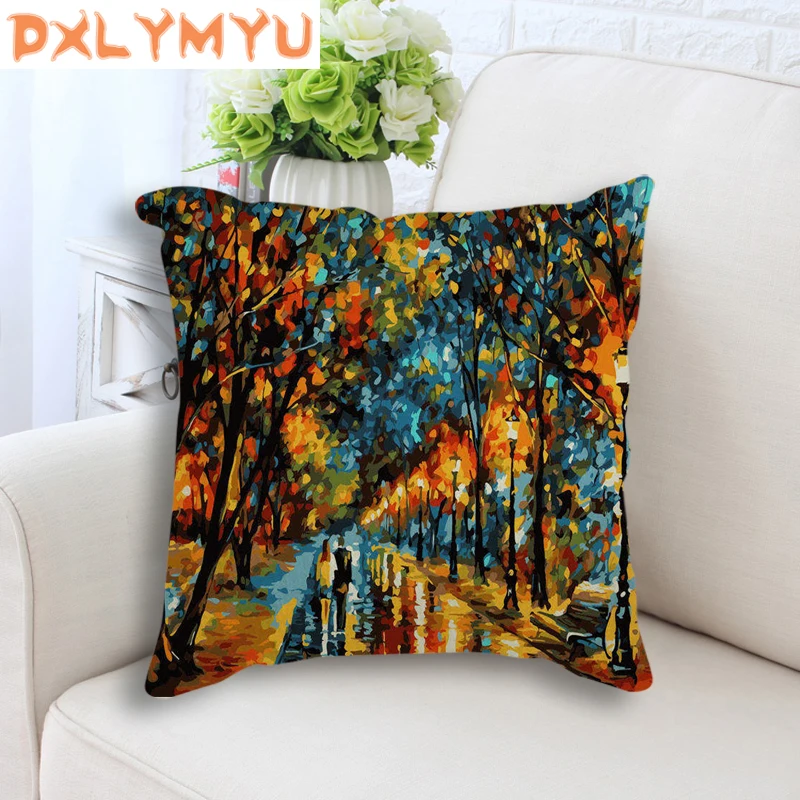 Скандинавская Подушка абстрактная живопись пейзаж картина маслом линия