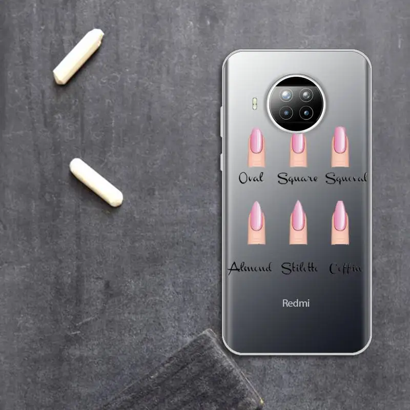 

Personality Nail Art Print pattern Phone Case Transparent for Xiaomi Redmi note 10 t 8 9 pro lite 11 luxury coque funda