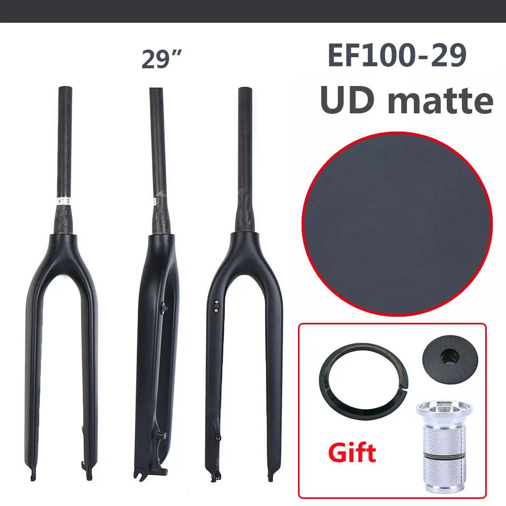ELITA ONE MTB Bicycle Carbon Fiber Fork 26ER 29ER Disc Brake QR 9mm Rigid Mountain Bike Forks Tapered 1 1/8 1 1/2 UD Matte
