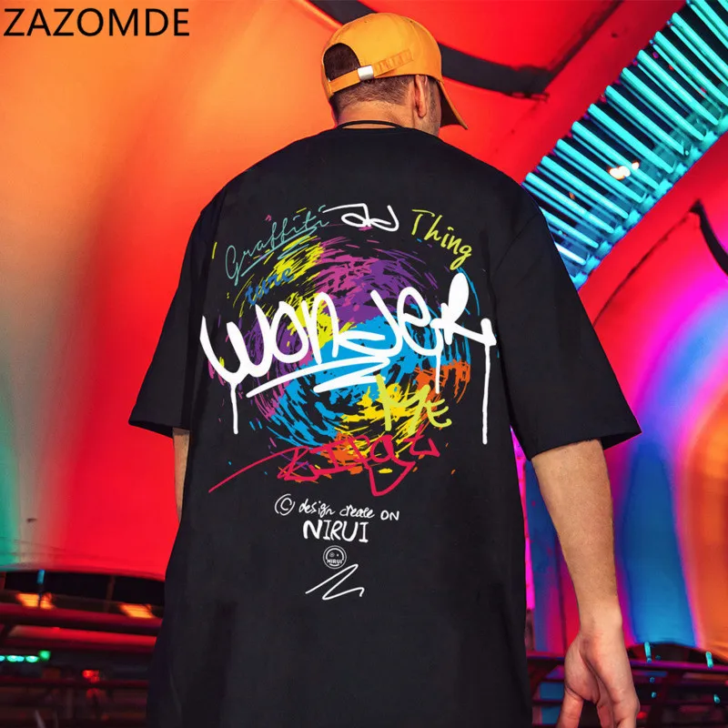 

Футболка мужская весенне-летняя с коротким рукавом, с принтом граффити