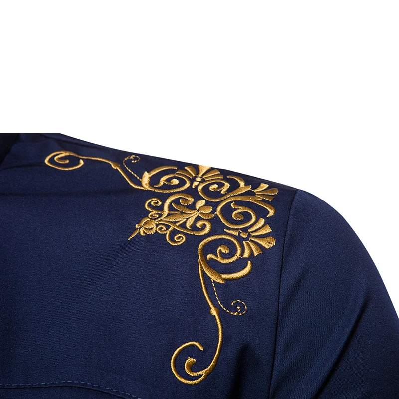 

Muslim Shirt Embroidered Long-sleeved Blouse Fashion European Clothing Saudi Arabia Islamic Talit Top African Dashiki DCC186