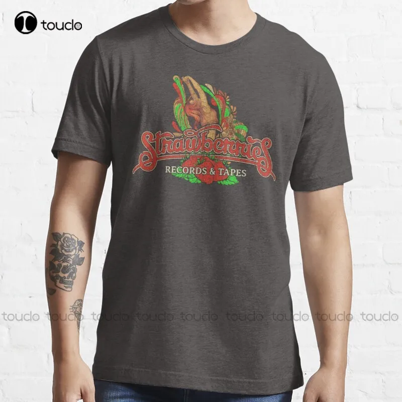 

New Strawberries Records & Tapes T-Shirt Mens Workout Shirts s-5xl tshirt for women Unisex
