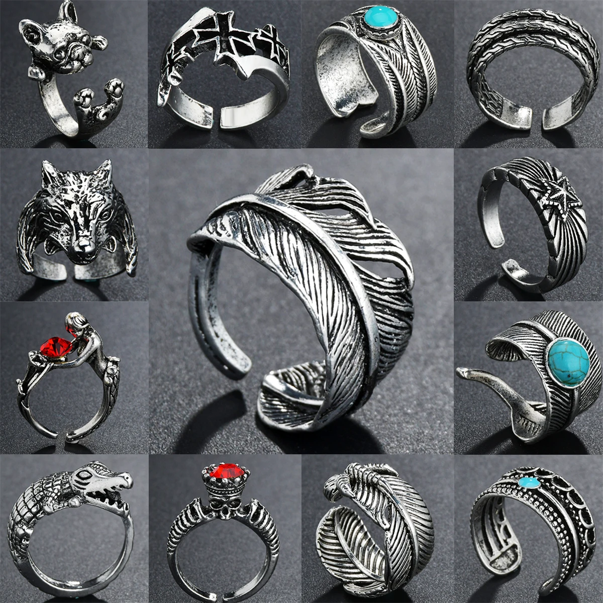 Мужское ювелирное изделие в стиле панк винтажное Открытое кольцо с