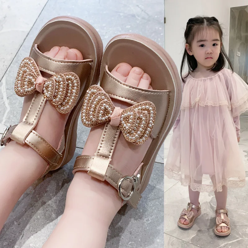 

Casual Butterfly-Knot Sandals Girls Soft Toddler Baby Shoes Summer Children's Girls Princess Open Toe Anti-Slip Beach Sandals
