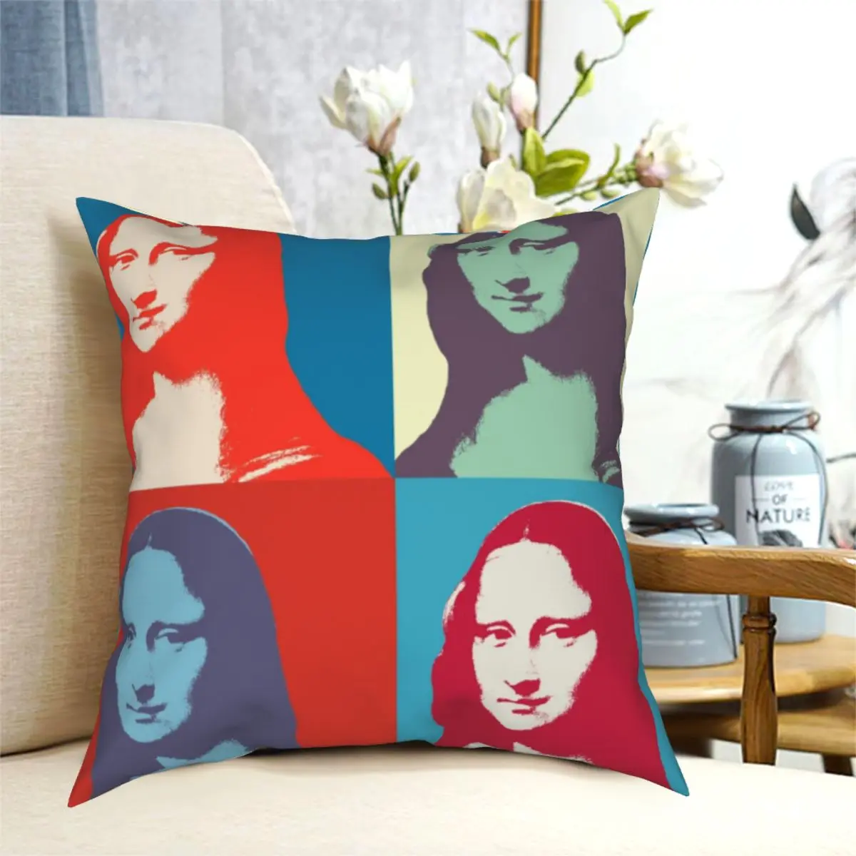

Pop Art Mona Lisa Pillowcase Printing Polyester Cushion Cover Decoration Leonardo Da Vinci Pillow Case Cover Home 40X40cm