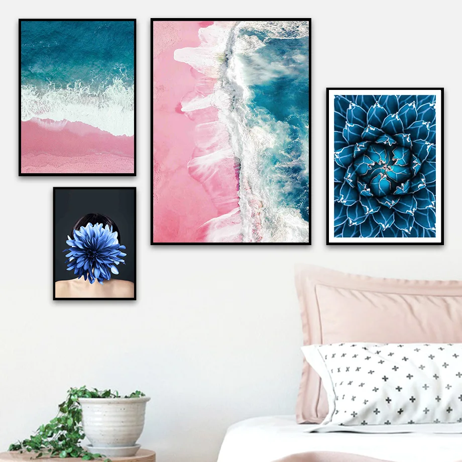 

Hyacinth Bluebell Cactus Ocean Wave Beach Wall Art Canvas Painting Nordic Posters And Prints Wall Pictures For Living Room Decor