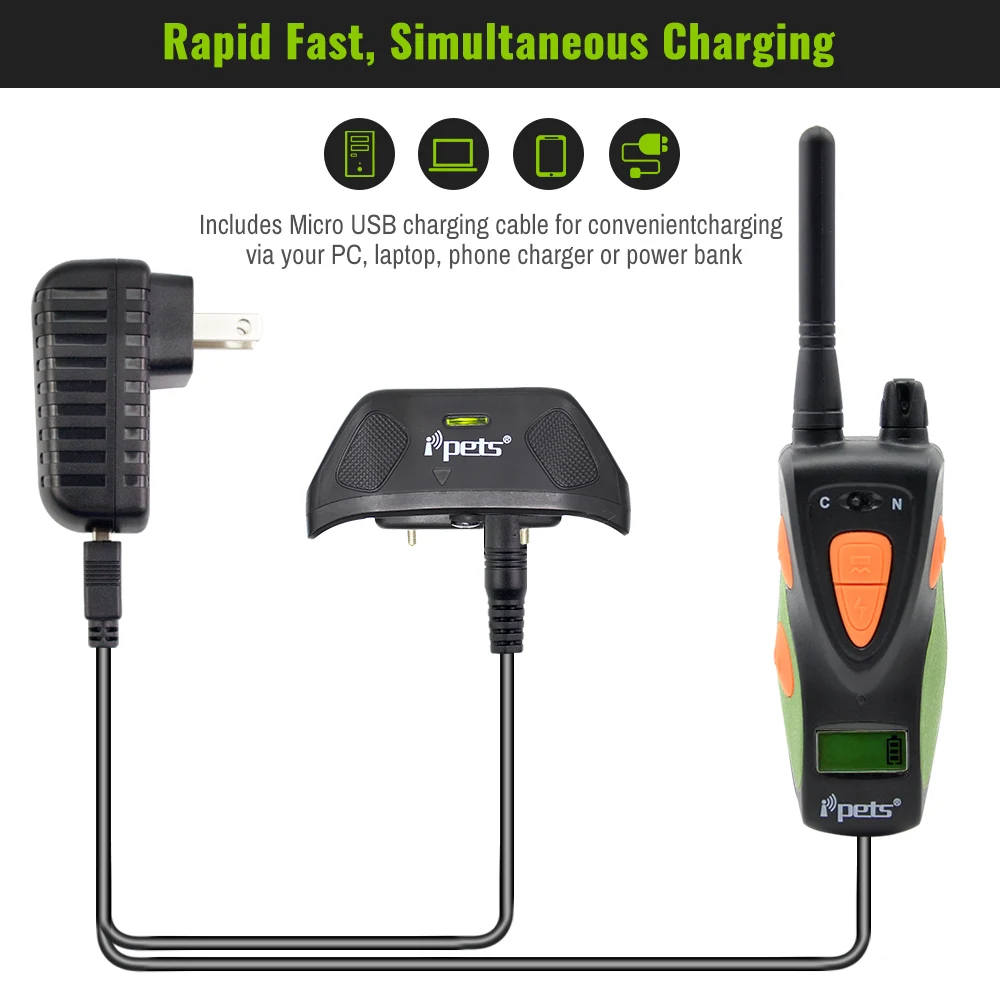Перезаряжаемый водонепроницаемый ошейник для дрессировки собак Ipets 617 1 800 м лв с