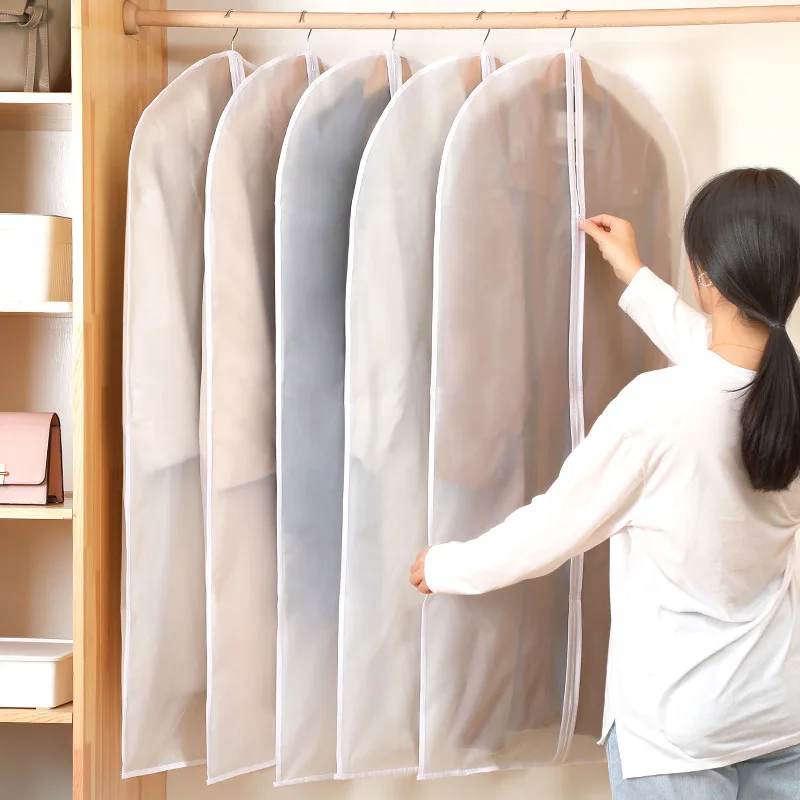 

2020 dustproof storage clothes cover wardrobe organizer waterproof clothes cover transparent coat cover lightweight pants cover