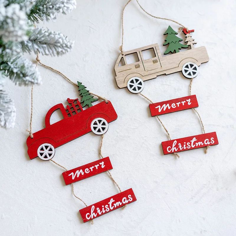 

Snowman Deer Santa Claus Christmas Decoration Natural Wood Pendant Hanging Ornament Xmas New Year 2022 Party Decor Supplies