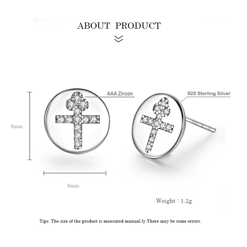 

925 Sterling Silver Circle Cross Flower Stud Earrings for women with shinning zircon Jewelry gifts 2020 trend