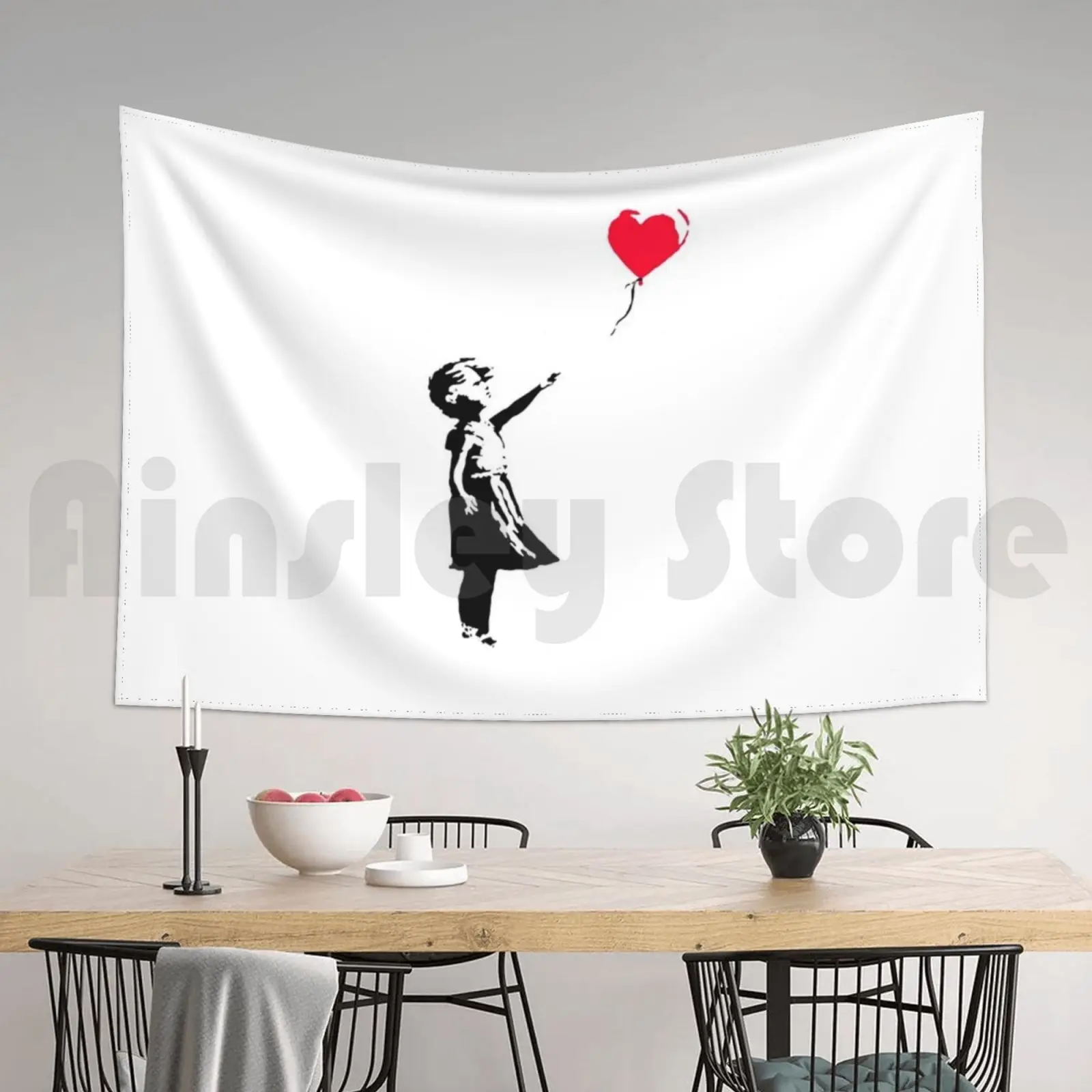 Гобелен Бэнкси девушка с воздушным шаром измельченный художественный трафарет