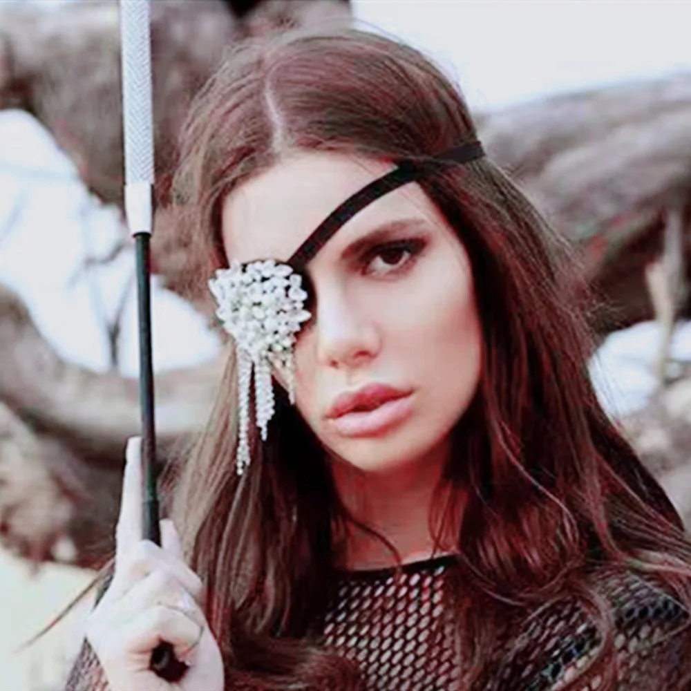 

Unisex Novelly Cosplay Eye Patch Rhinestone Crystal Flexible Cover Face Single Eye Mask Jewelry Halloween Blindfold Eye Patch