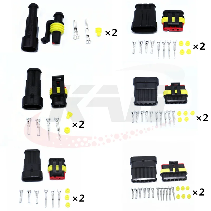 Водонепроницаемый Электрический проводной разъем 5 комплектов 2 pin 1/2/3/4/5/6 Way AMP Super